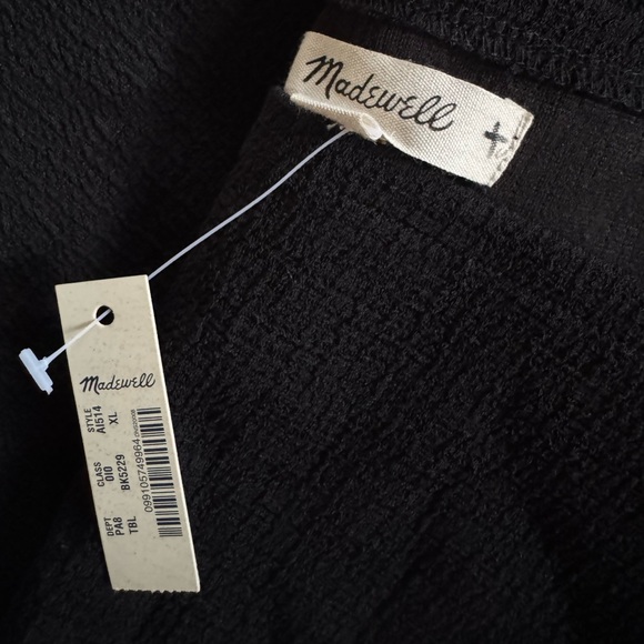 MADEWELL Crepe Square-Neck Puff-Sleeve Top Black Sz XL NWT - Picture 4 of 4